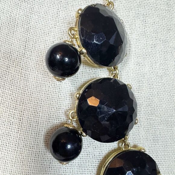 J Crew Necklace Black Bubble Runway Necklace Chic Dark Academia Dark Goth 30” - Picture 3 of 12